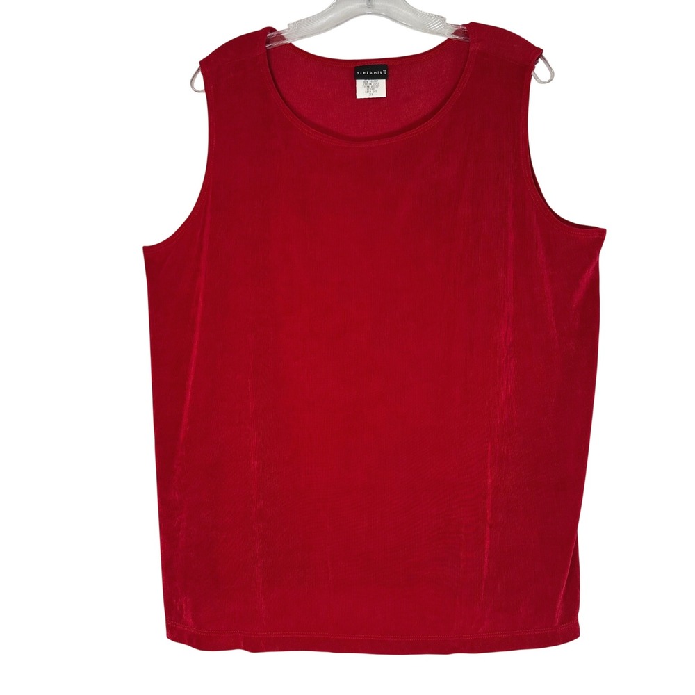 Citiknits Womens 2X Red Ribbed Sleeveless Scoop Neck Shell Top 2192